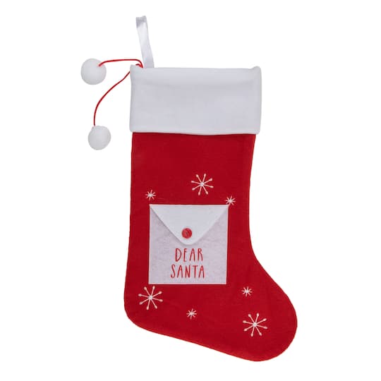 Northlight 19in Red And White Indear Santain Envelope Christmas Stocking, One Size, Red